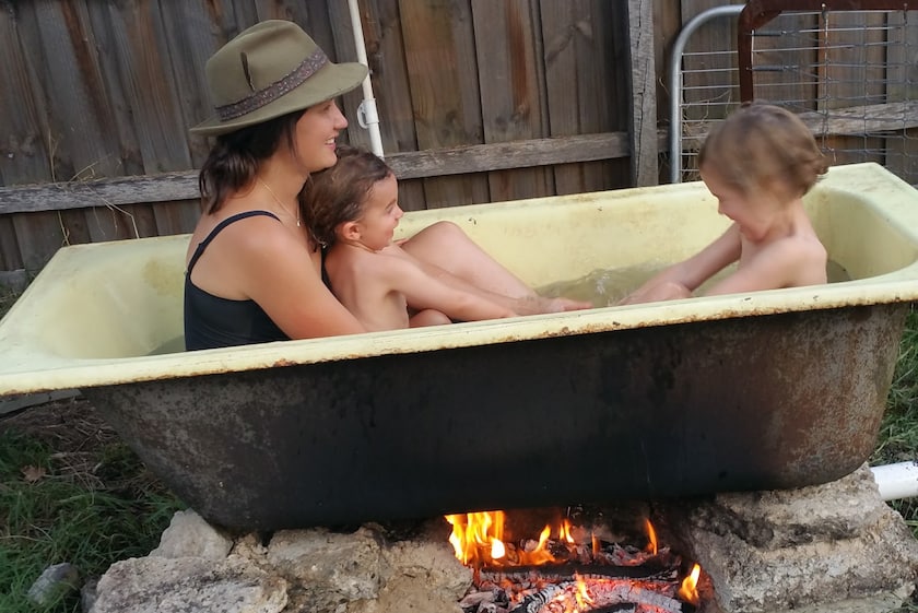 Wood fired hot tub