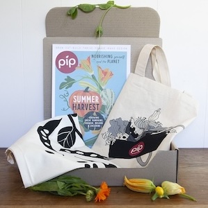 Gift your mum this Pip Gift Bundle, which includes the current issue of Pip (#31), a 100% organic cotton and fair trade certified “Peas” tea towel and a Pip market tote bag. Plus, we'll throw in a FREE copy of our Zero Waste Skincare eBook for the first 10 orders